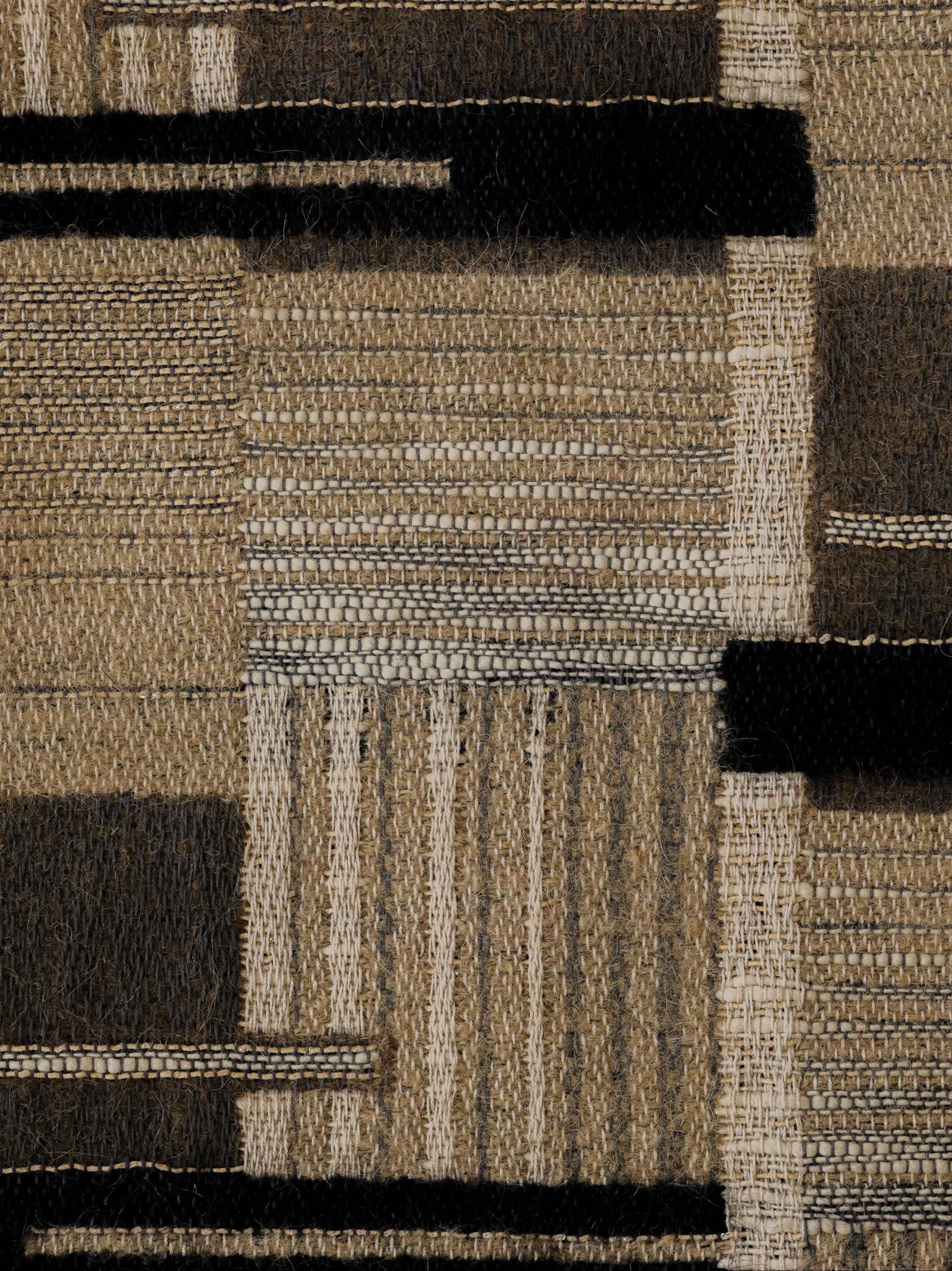 Close-up of the Yutaka – Bouleau fabric, showing its irregular checked pattern and softly textured woven surface
